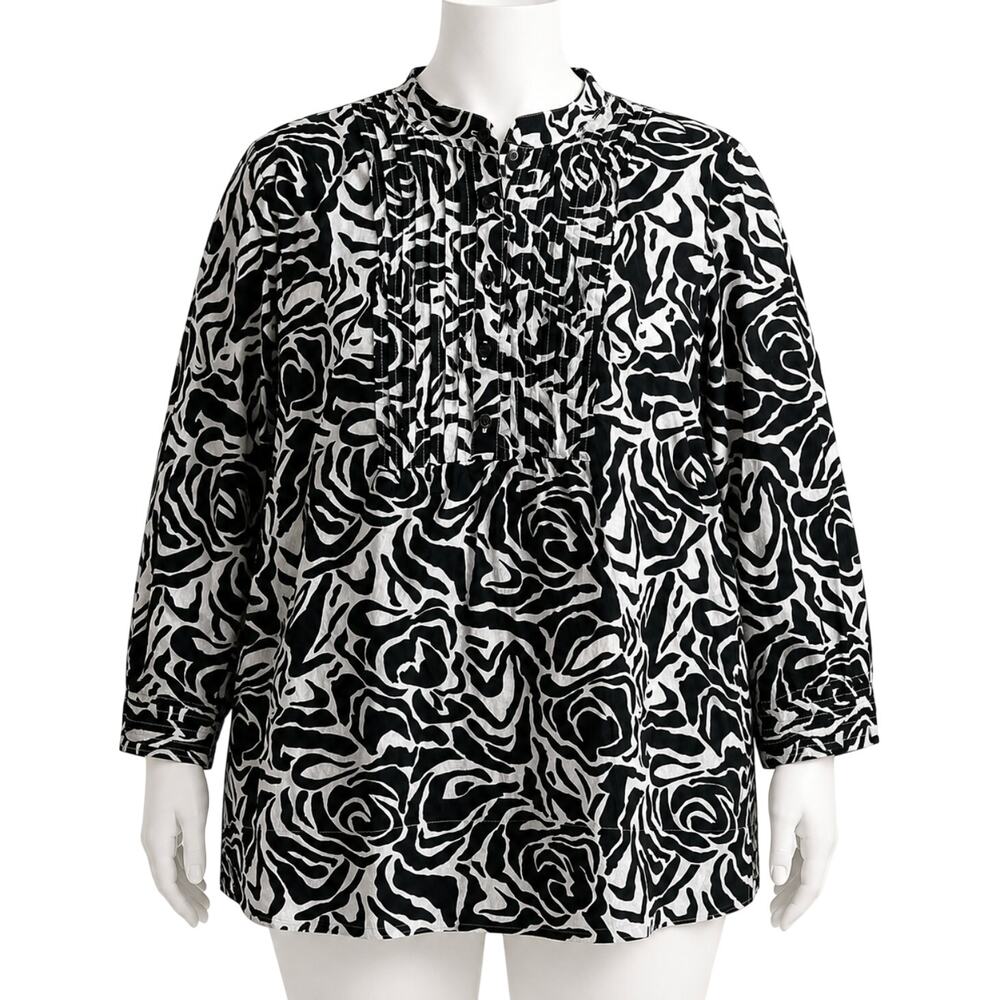 Style co Tunic Top Plus Size 18 Black White Zebra 100% Cotton Indie Sleaze STAIN